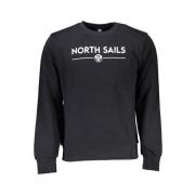 North Sails Svart Bomullsweatshirt med Tryckt Logotyp Black, Herr