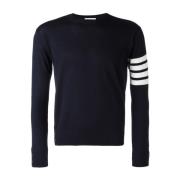 Thom Browne Blå Klassisk Crewneck Tröja Blue, Herr