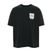 Rhude Svart T-shirt med Front Print Black, Herr