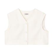 Aeron Kort V-ringad Suiting Vest Beige, Dam