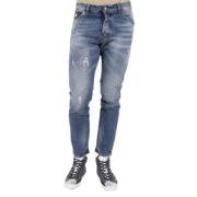 John Richmond Snygga Slim-Fit Bomullsjeans för Män Black, Herr