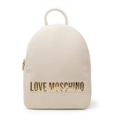 Love Moschino Beige Faux Leather Ryggsäck med Dragkedja Beige, Dam