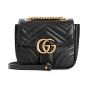 Gucci Svart Handväska Matelassé Chevron Design Black, Dam