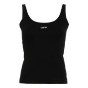 Off White Svart Tanktop med Broderad Logotyp Black, Dam