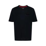 Kiton Midnight Blue Flocked Logo T-Shirt Blue, Herr