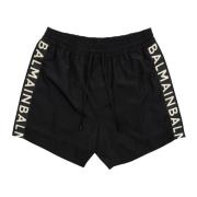 Balmain Logo Badshorts med Dragsko Black, Herr