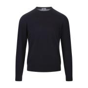 Fedeli Navy Blue Wool Pullover Sweater Black, Herr