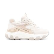 Hogan Beige Mocka Sneakers med Perforerad Detalj Pink, Dam