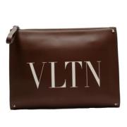 Valentino Vintage Pre-owned Tyg kuvertvskor Brown, Dam