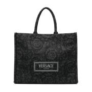 Versace Svart Barocco Jacquard Toteväska Black, Herr