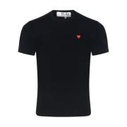 Comme des Garçons Play Svart Bomull T-shirt med Liten Hjärta Black, He...