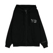 Y-3 Förvrängd Logo Zip Hoodie Black, Herr