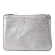 Comme des Garçons Silver Läder Plånbok Dragkedja Gray, Unisex