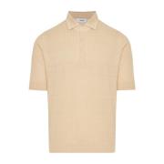 Lardini Linne/bomull polotröja Made in Italy Beige, Herr