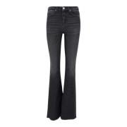 Pinko Mörk Denim Flared Jeans med Pärllogotyp Blue, Dam