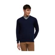 Brooks Brothers Merino Wool V-Neck Sweater Blue, Herr