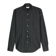 Canali Klassisk Bomull Chambray Skjorta Black, Herr