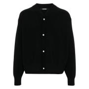 Jacquemus Svart Mesh Cardigan med Tryckknapp Black, Herr