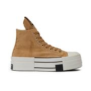 Rick Owens Blonde Hi-Top Platform Sneakers Beige, Dam