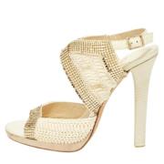 Jimmy Choo Pre-owned Pre-owned Tyg sandaler Beige, Dam