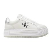 Calvin Klein Bright White Silver Low Lace Sneakers White, Dam