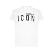 Dsquared2 Vit Logotyp Tryck Bomull T-shirt White, Herr