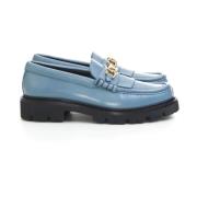 Celine Klassisk Läder Loafer Sko Blue, Dam