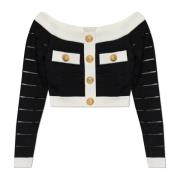 Balmain Knäppt Crop Top Black, Dam