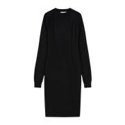 Sportmax Elegant Ull Silke Klänning med Cut-Out Detalj Black, Dam