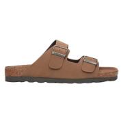 Estro Herr Brun Nubuck Slide Sandaler med Tjocka Remmar Er00115491 Bro...