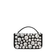 Moschino Satin Clutch med Couture Rhinestones Black, Dam