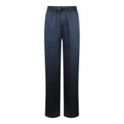 Herno Satin Wide Leg Trousers Blue, Dam