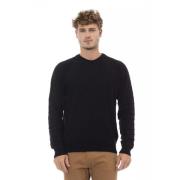 Alpha Studio Crewneck Sweater, Långa ärmar, Regular Fit Black, Herr