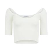 Nina Ricci Off White Heart Neckline Cropped Top Beige, Dam