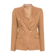 Tagliatore Brun Dubbelknäppt Blazer Brown, Dam