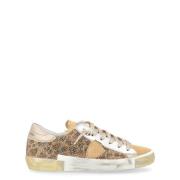 Philippe Model Animalier Strass Beige Sneaker Paris X Brown, Dam