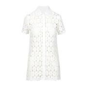 Erika Cavallini Vit Bomull Macrame Spetskrage Blus White, Dam