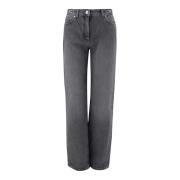 Versace Grå Bomull Denim Straight Leg Jeans Gray, Dam