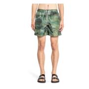 Palm Angels Camo Swimshort Militär Stil Green, Herr