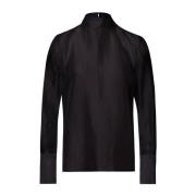 IVY OAK Genomskinlig Organza Blus med Ståkrage Black, Dam