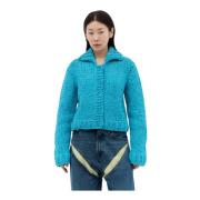 JW Anderson Chenille Cardigan med Spridkrage Blue, Dam