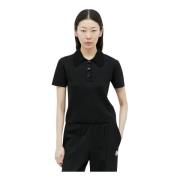 Moncler Bomull Piquet Logo Patch Polo Shirt Black, Dam