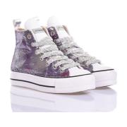 Converse Anpassade Silverviolett Plattform Sneakers Multicolor, Dam