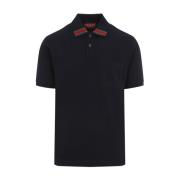 Gucci Navy Mix Polo Shirt Blue, Herr