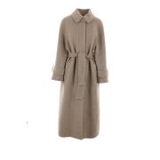 Brunello Cucinelli Beige och Elfenben Herringbone Coat Brown, Dam