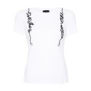 Emporio Armani Vit Bomullsblandning Logot-shirt White, Dam