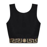 Versace Signatur Greca Detaljering Crew Neck Underkläder Black, Dam