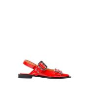 Ganni Blank spänne ballerina flats Red, Dam