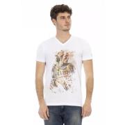 Trussardi Elegant V-ringad T-shirt med fronttryck White, Herr