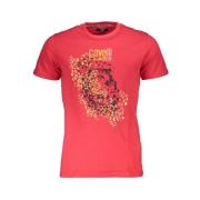 Cavalli Class Tryckt Logot-shirt Kortärmad Rund Hals Red, Herr